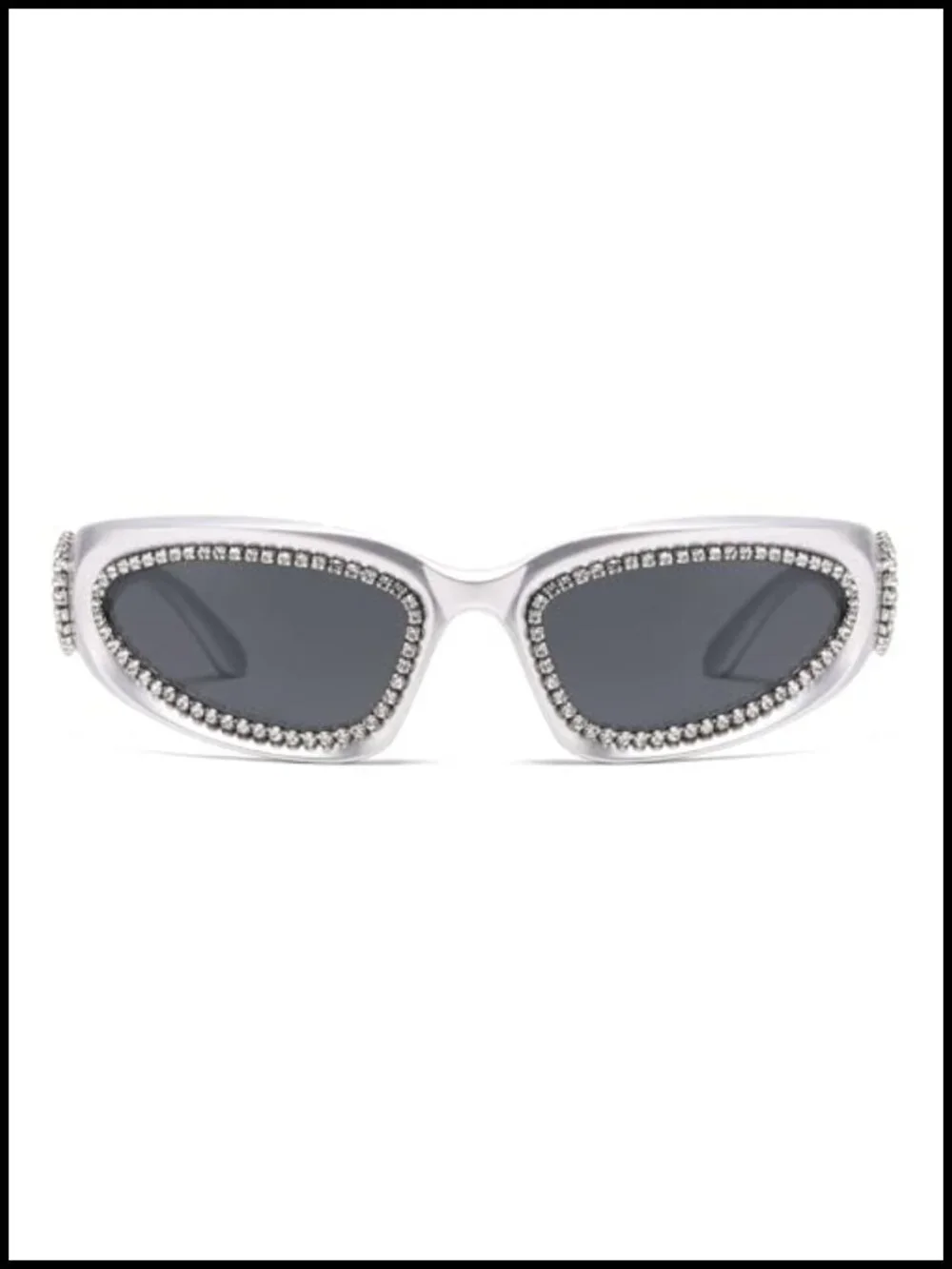 Y2K Rhinestone Wrap Around Sunglasses Oval Bling Punk Shield Shades UV400